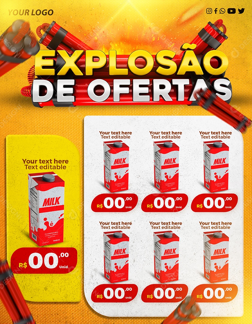 Explosão De Ofertas Supermercado Social Media PSD Editável