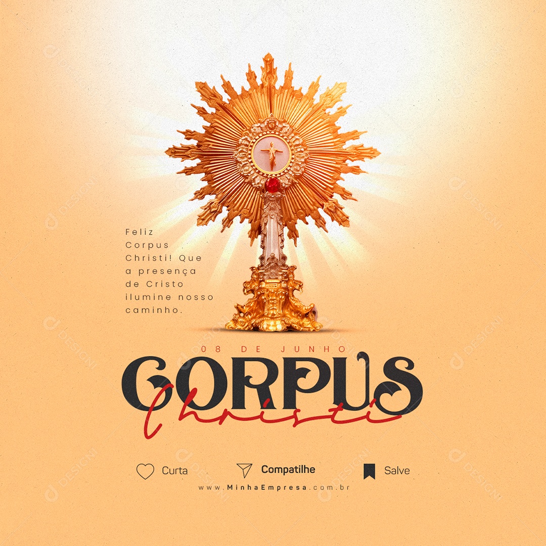 Feliz Corpus Christi Que A Presença De Cristo Ilumine Nosso Caminho Social Media PSD Editável