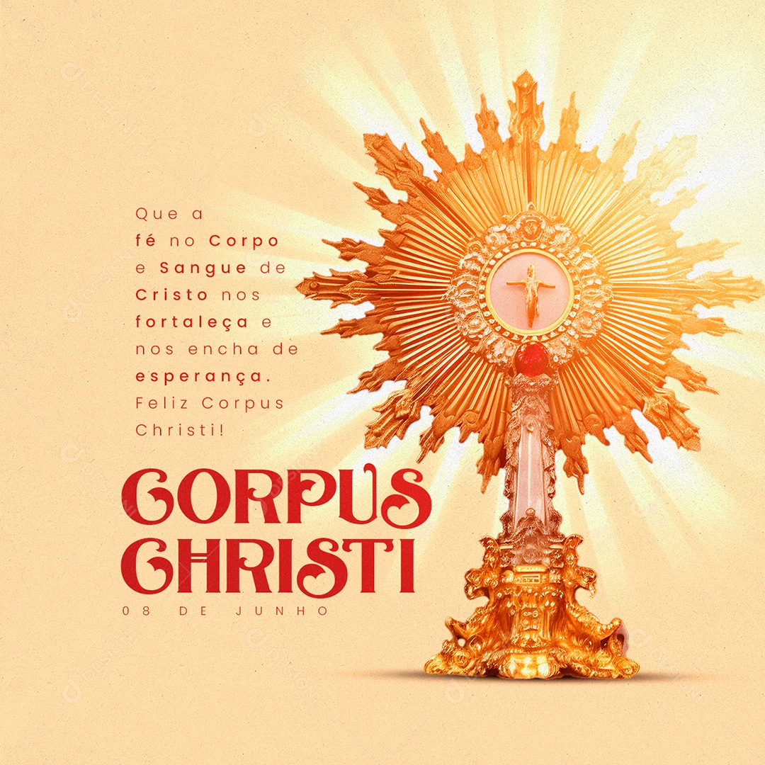 Que A Fé No Corpo e Sangue De Cristo Nos Fortaleça Corpus Christi Social Media PSD Editável
