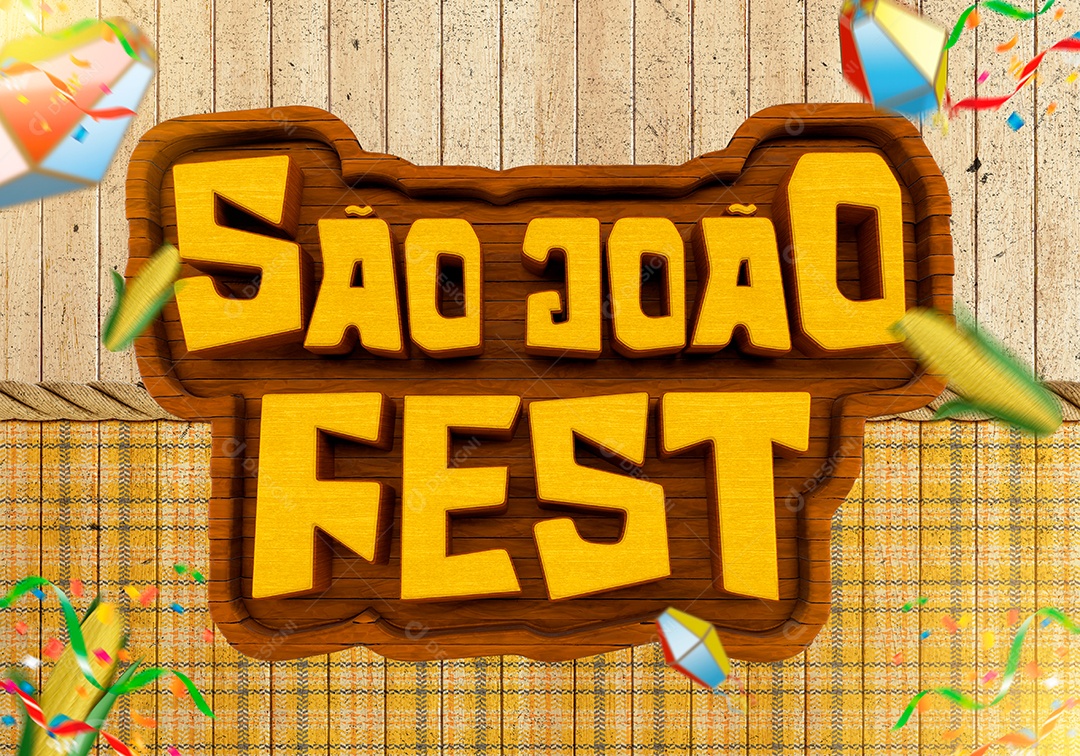 Selo 3D São João Fest Amarelo Para Composição PSD