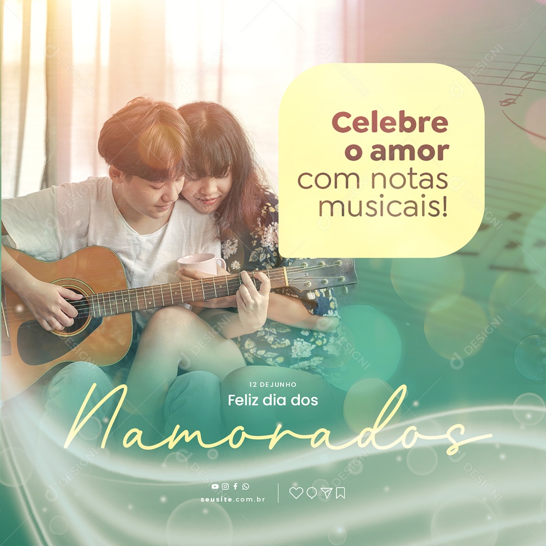 Celebrate Love With Musical Notes | Happy Valentine's Day Editable Social Media PSD