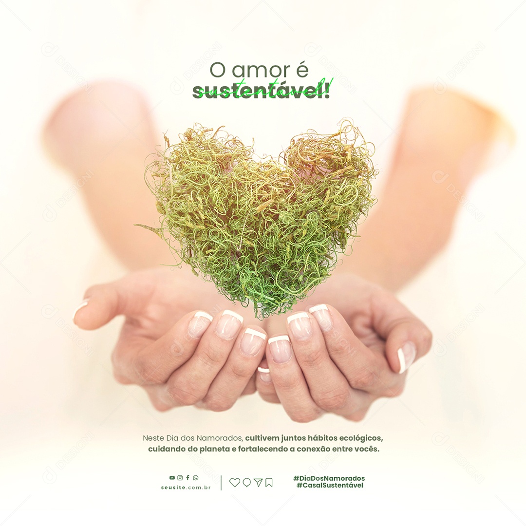 O Amor é Sustentável Energia Solar Dia Dos Namorados Social Media PSD Editável