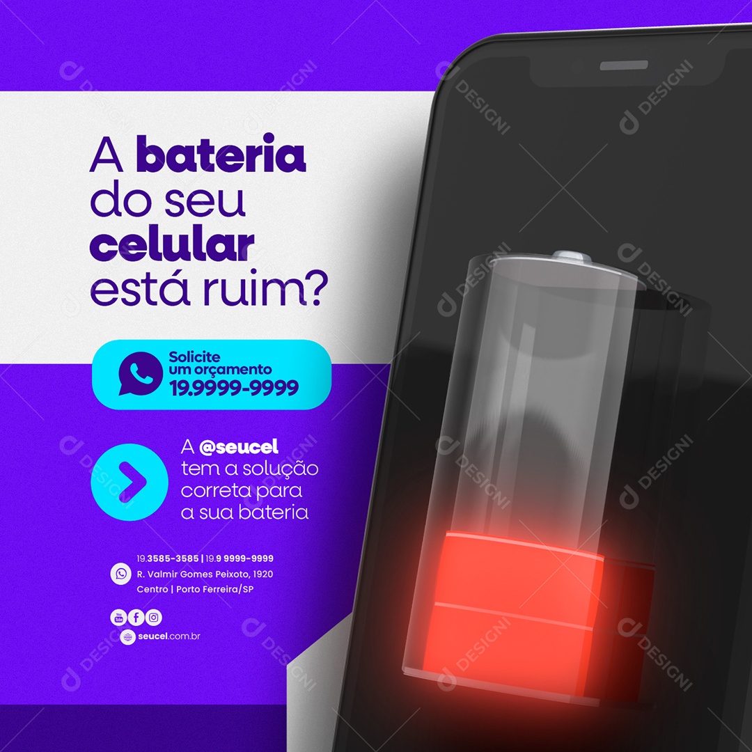 A Bateria Do Seu Celular Está Ruim Assistência Técnica Social Media PSD Editável