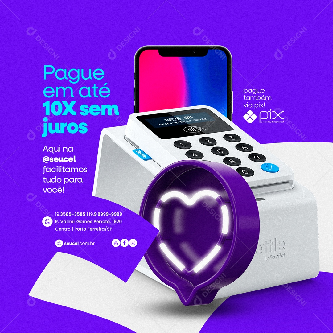 Paguem Em Até 10x Sem Juros Assistência Técnica Social Media PSD Editável