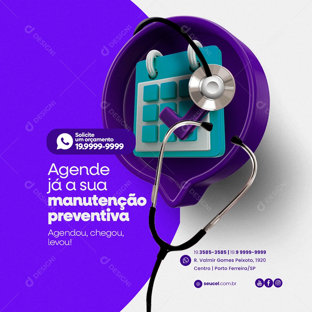 Agenda Já A Sua Manutenção Preventiva Assistência Técnica Social Media PSD Editável
