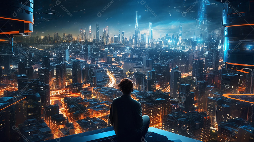 Imagem realista de cidade futurista.