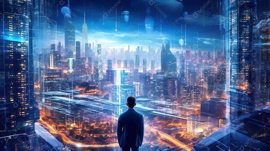 Imagem realista de cidade futurista.