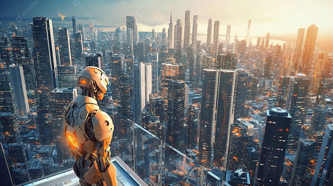 Imagem realista de cidade futurista.