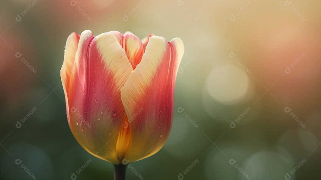 Close de flor de tulipa florescendo pela primavera sobre fundo desfocado