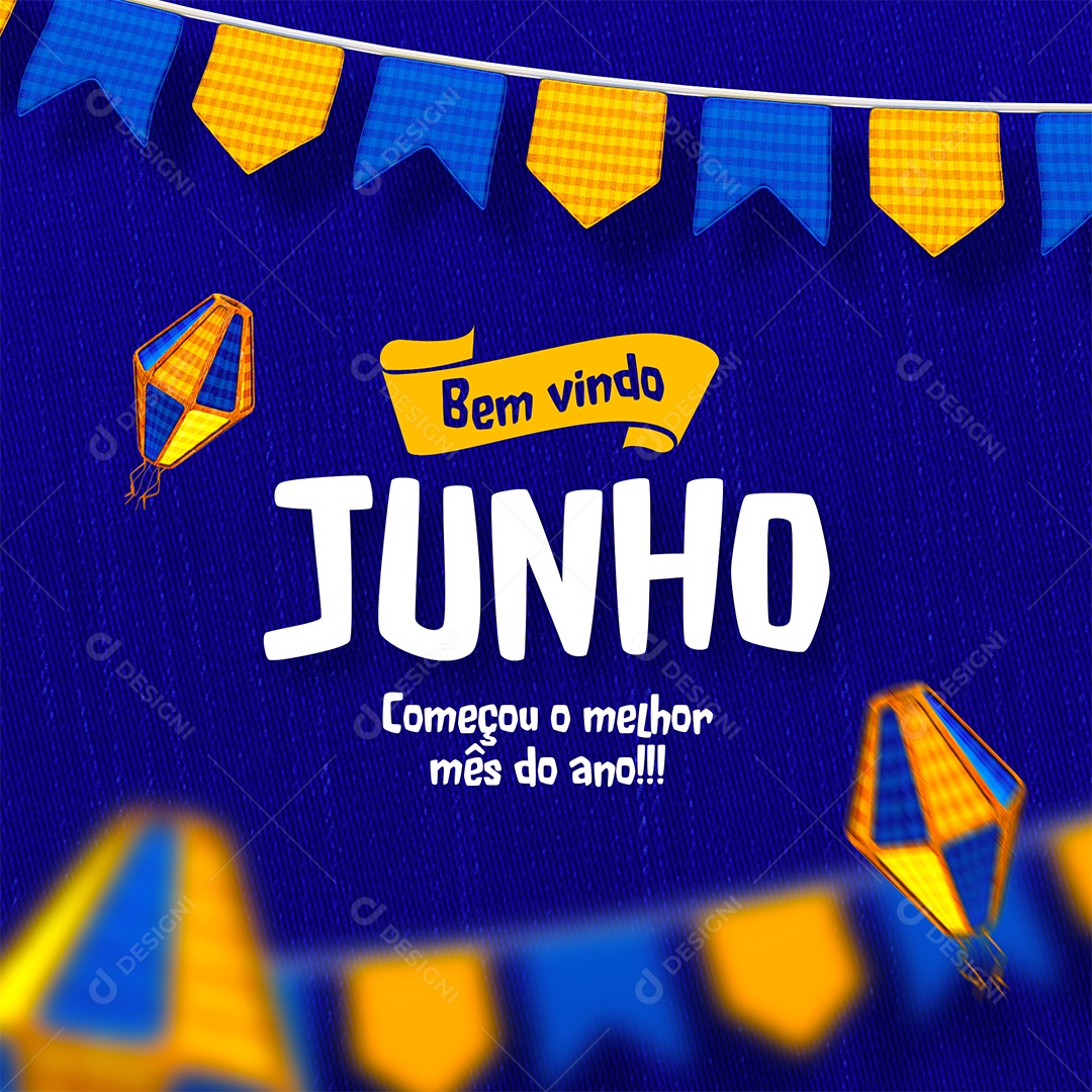 Social Media Bem Vindo Junho PSD Editável