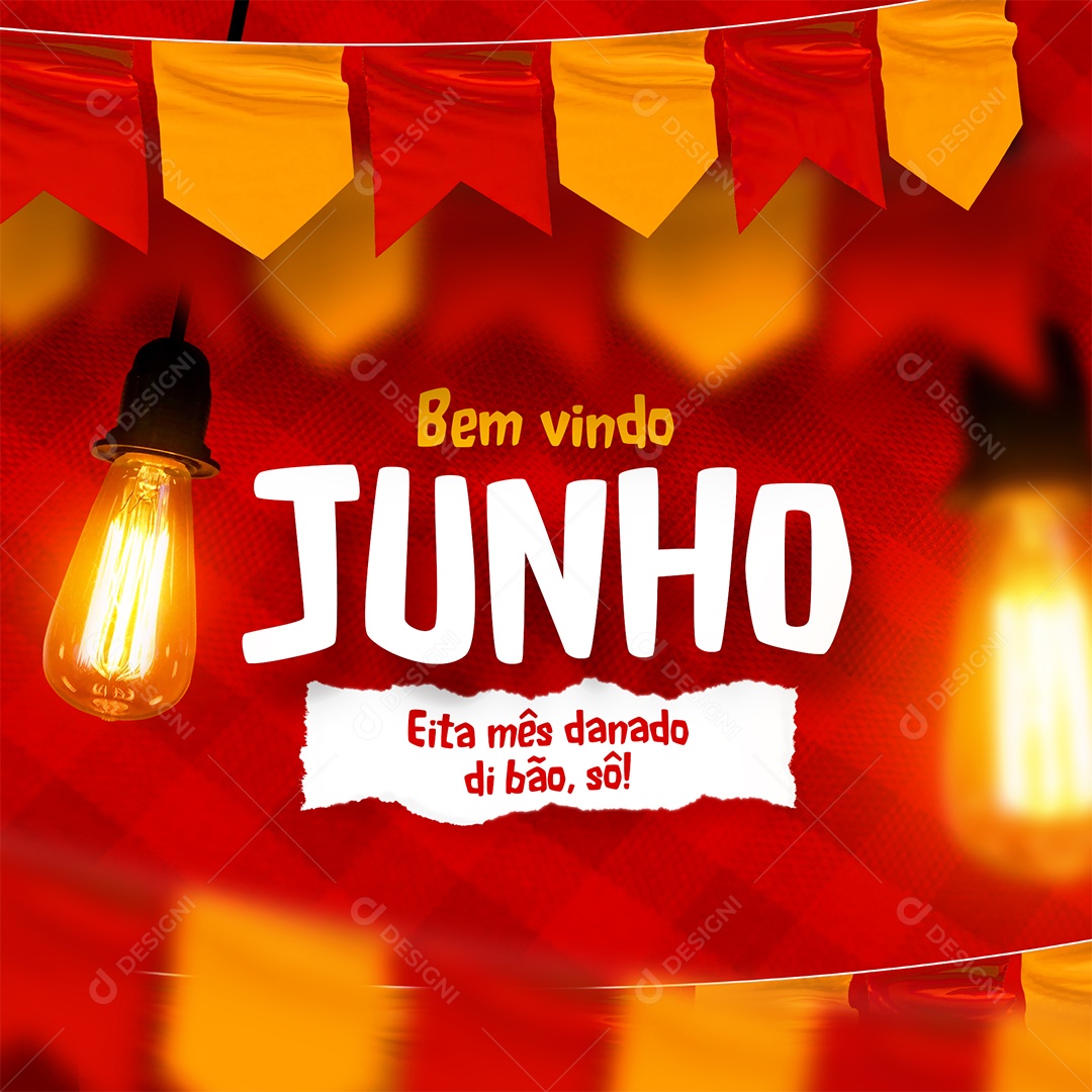 Social Media Bem Vindo Junho PSD Editável