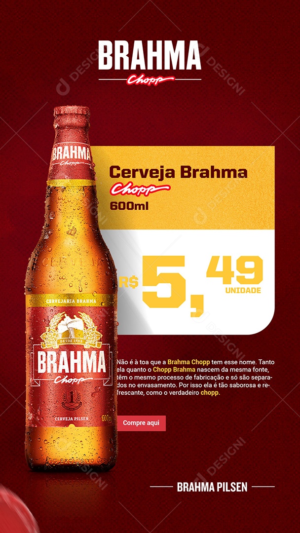 Post Story Depósito de Bebidas Cerveja Brahma Chopp 600 Ml - R$5,49