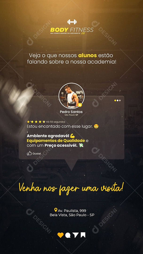 Post Story Feedback Academia Social Media PSD Editável