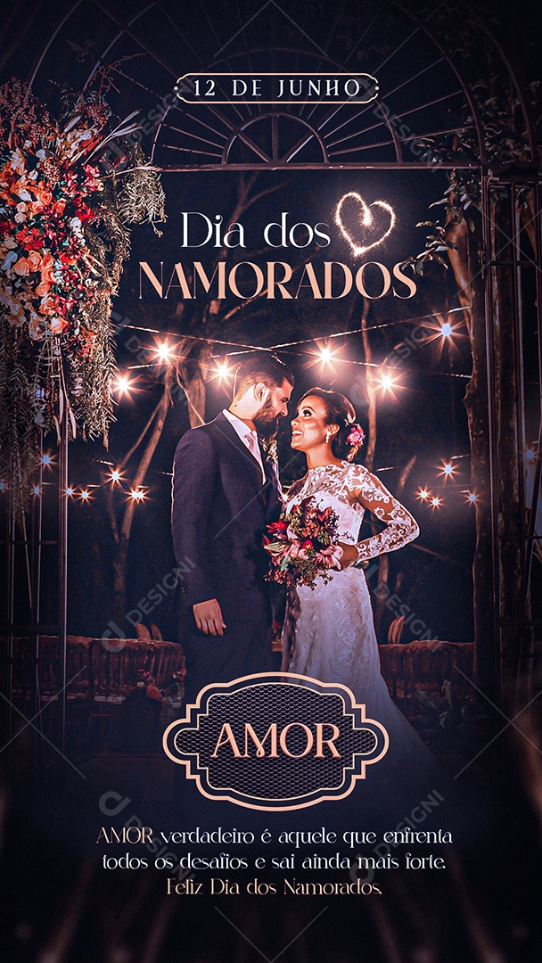 Post Story Dia dos Namorados Amor Verdadeiro é Social Media PSD Editável