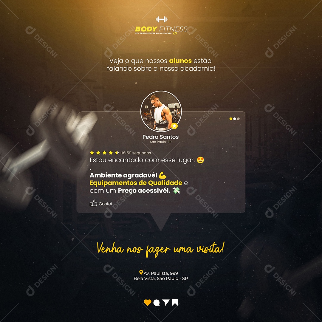 Post Feed Feedback Academia Social Media PSD Editável