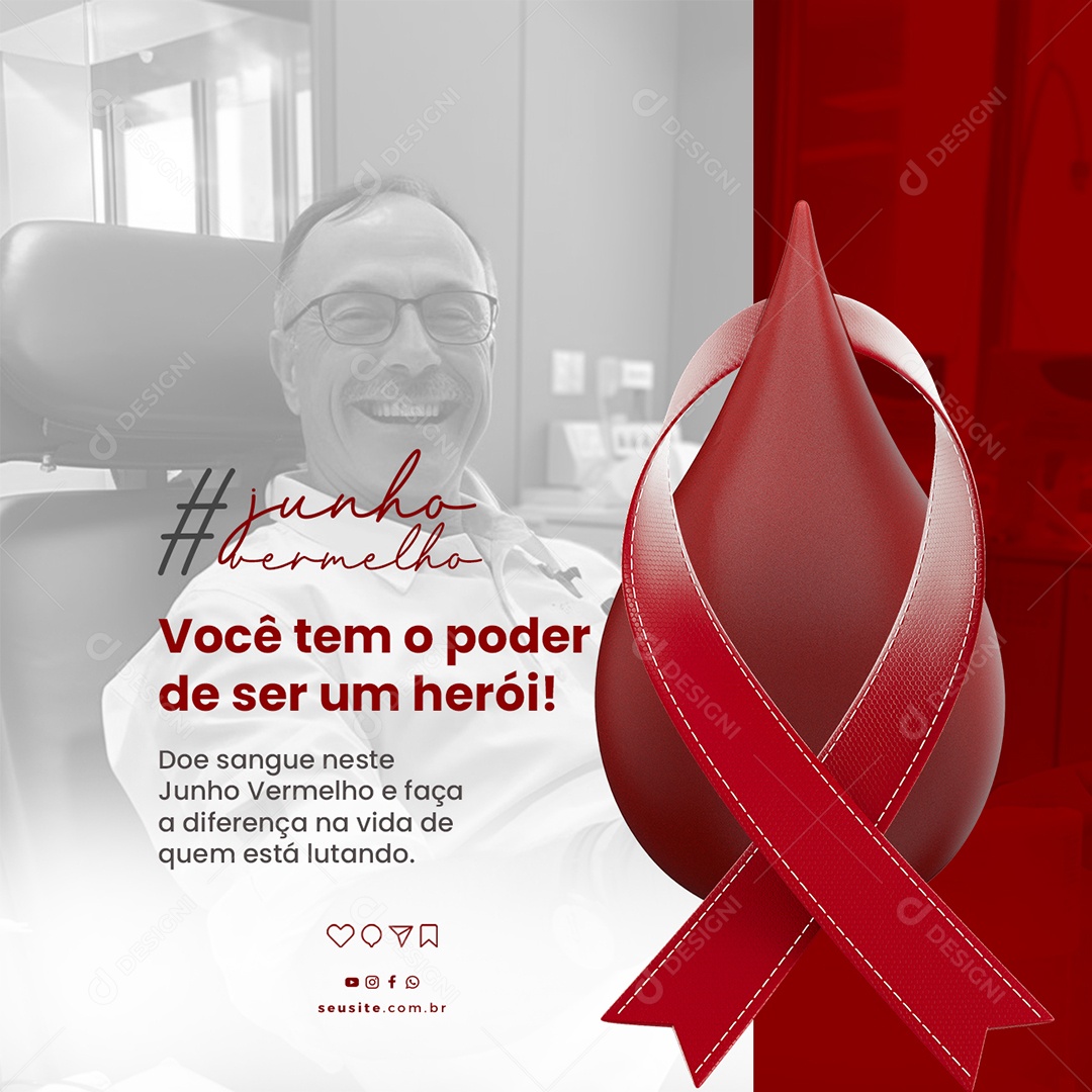 Você Tem O Poder De Ser Um Herói Junho Vermelho Social Media PSD Editável