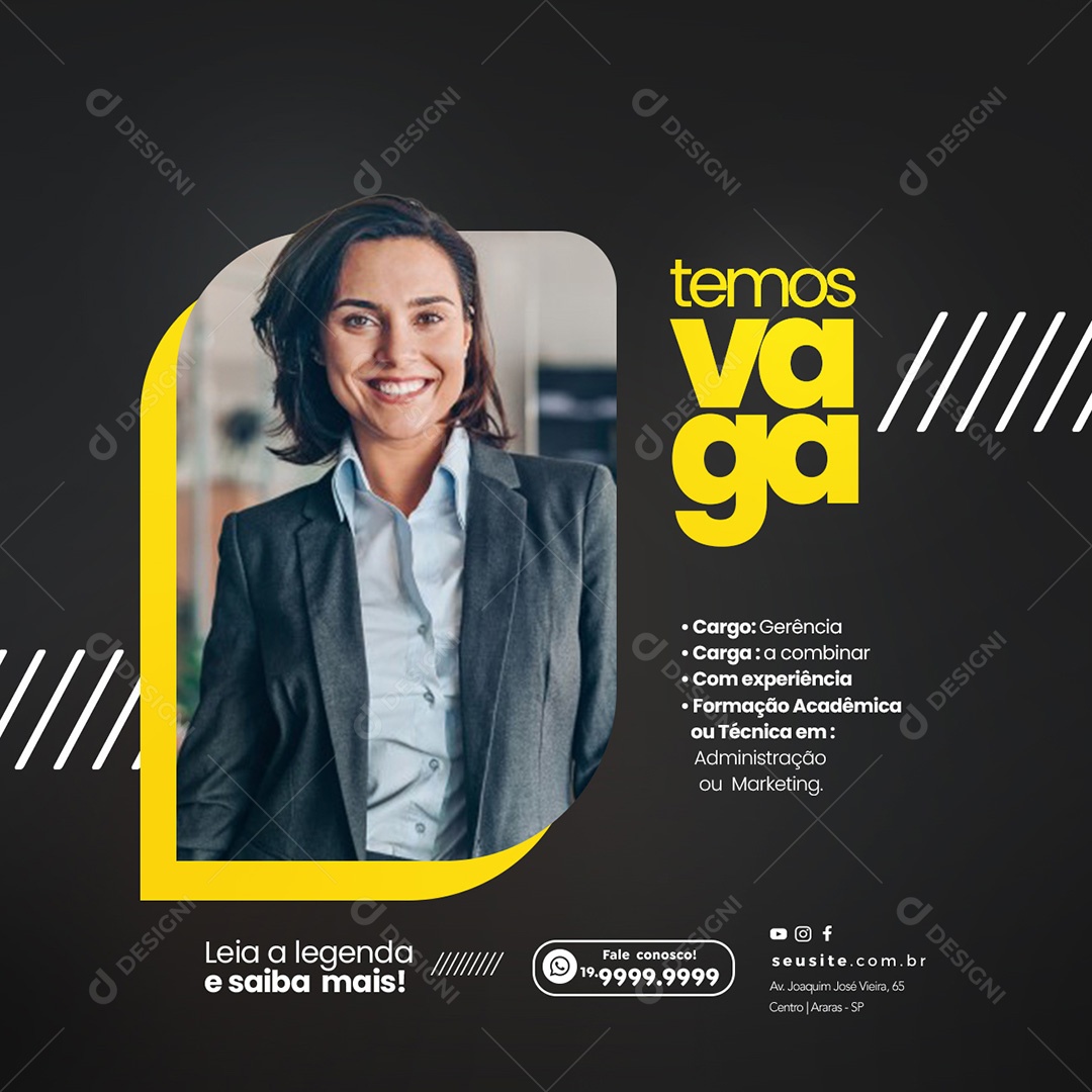 Temos Vaga Com Experiência Vagas De Empregos Social Media PSD Editável