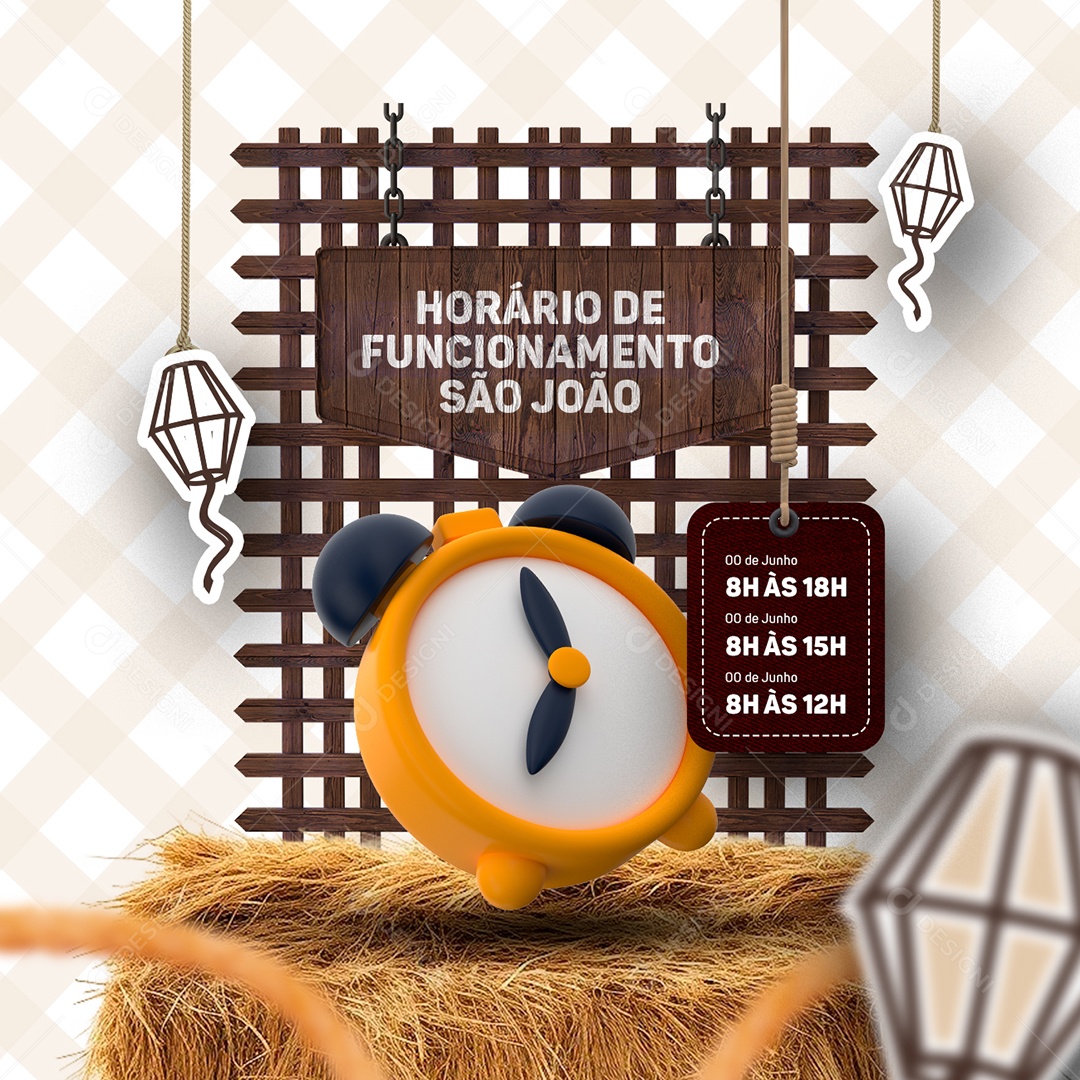 Horário De Funcionamento São João Social Media PSD Editável