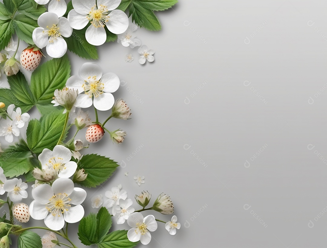 Fundo azul com lindas flores.