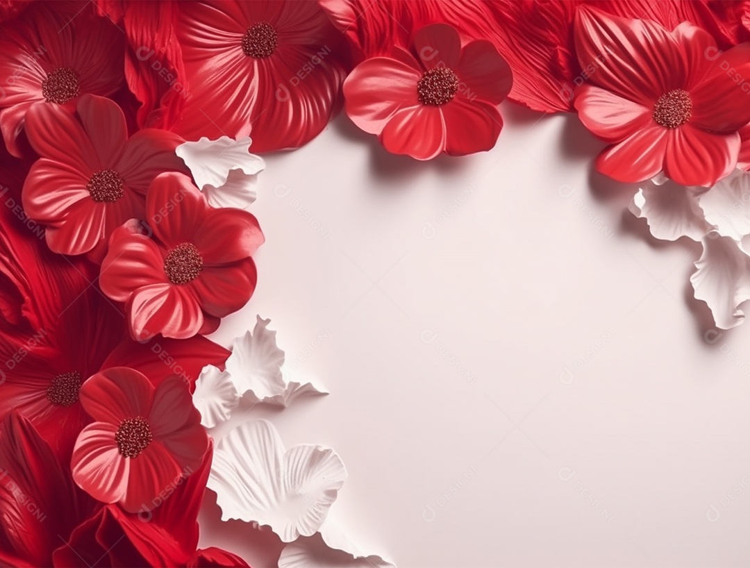 Flores vermelhas sobre um fundo isolado branco.