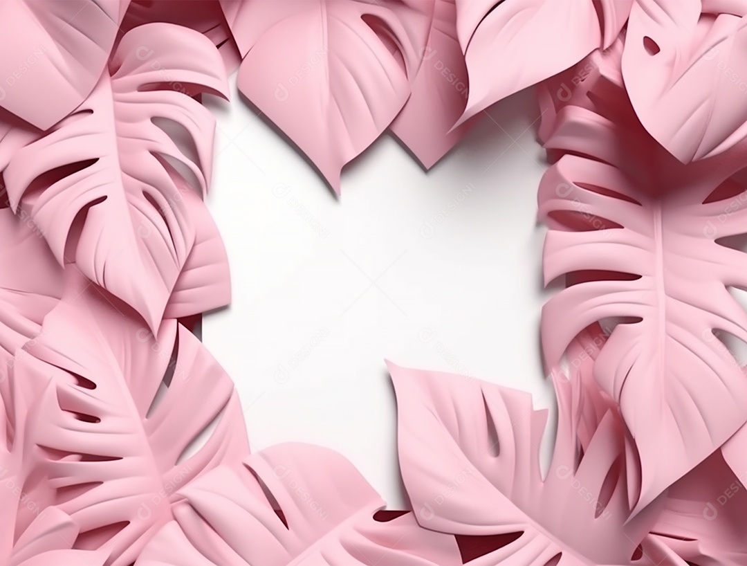 Folhagem rosa sobre fundo branco.