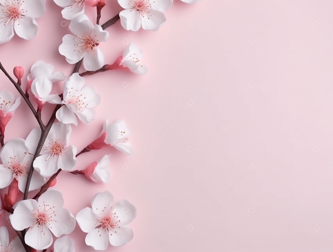 Flores sobre um fundo rosa.