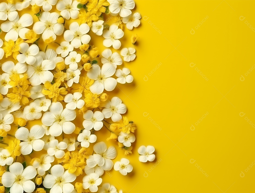 Flores sobre um fundo amarelo.