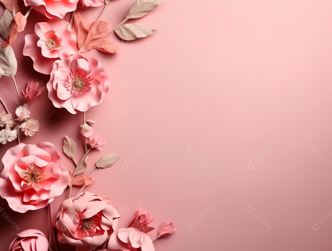 Flores sobre fundo isolado rosa.