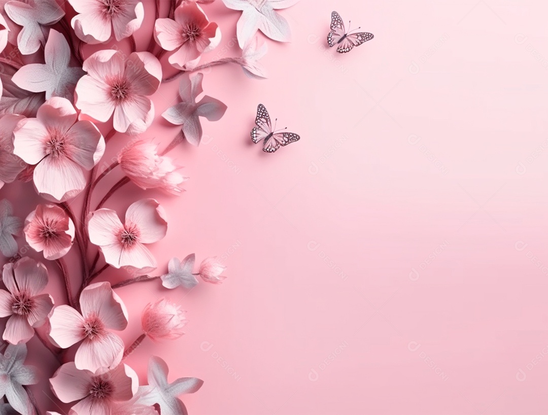 Flores sobre fundo isolado rosa