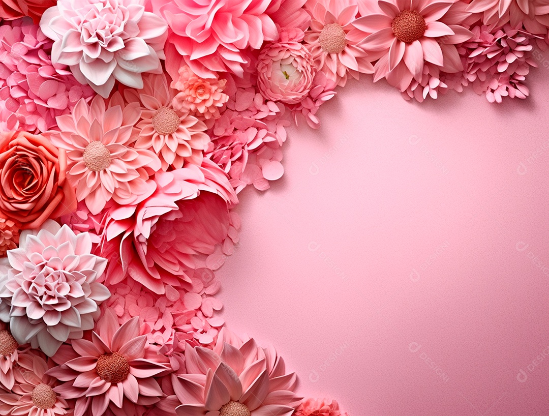 Flores sobre fundo isolado rosa.