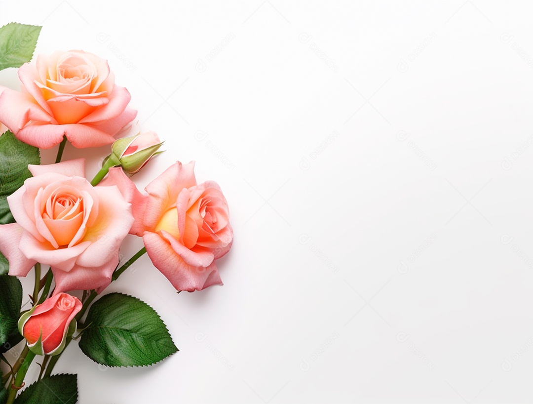 Buquê de flores sobre fundo isolado branco.