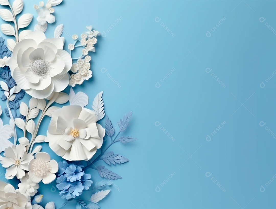 Flores brancas sobre fundo isolado branco.