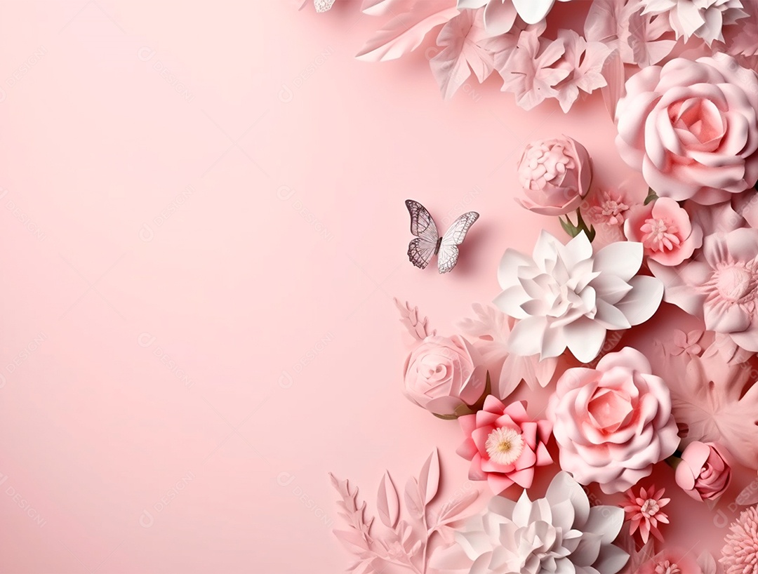 Flores sobre um fundo isolado rosa.