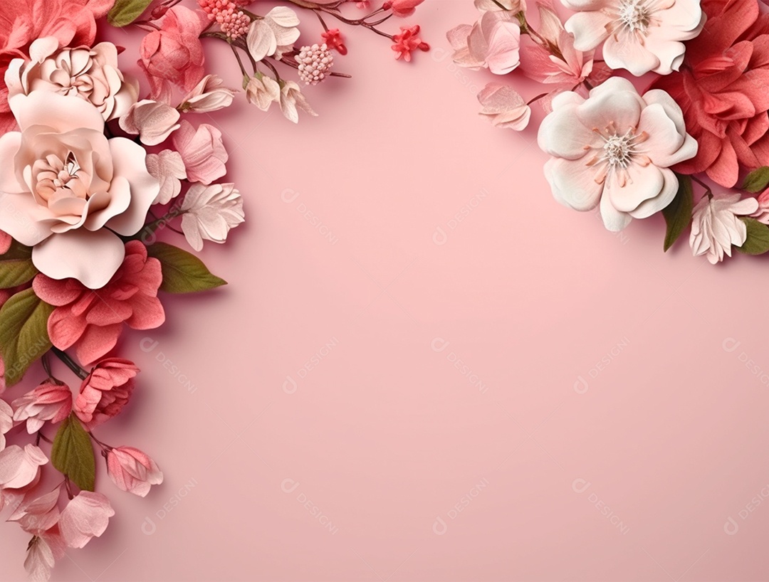 Flores sobre fundo isolado rosa.