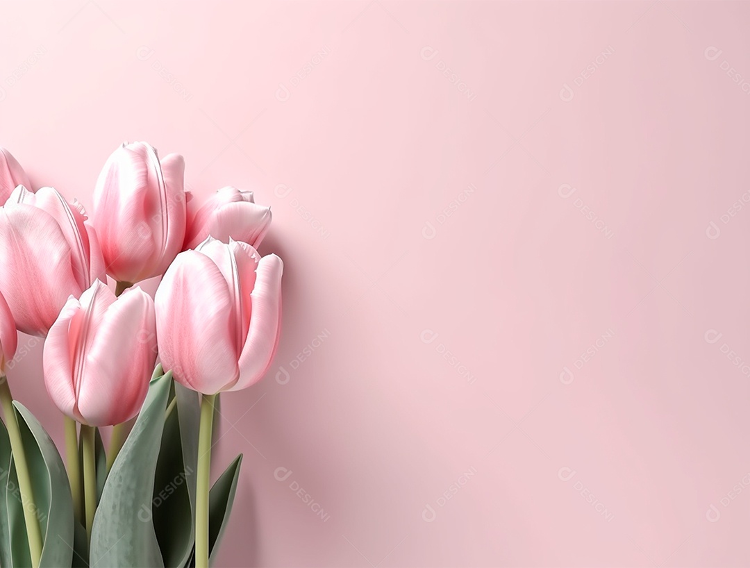 Flores de tulipas rosas sobre fundo isolado.