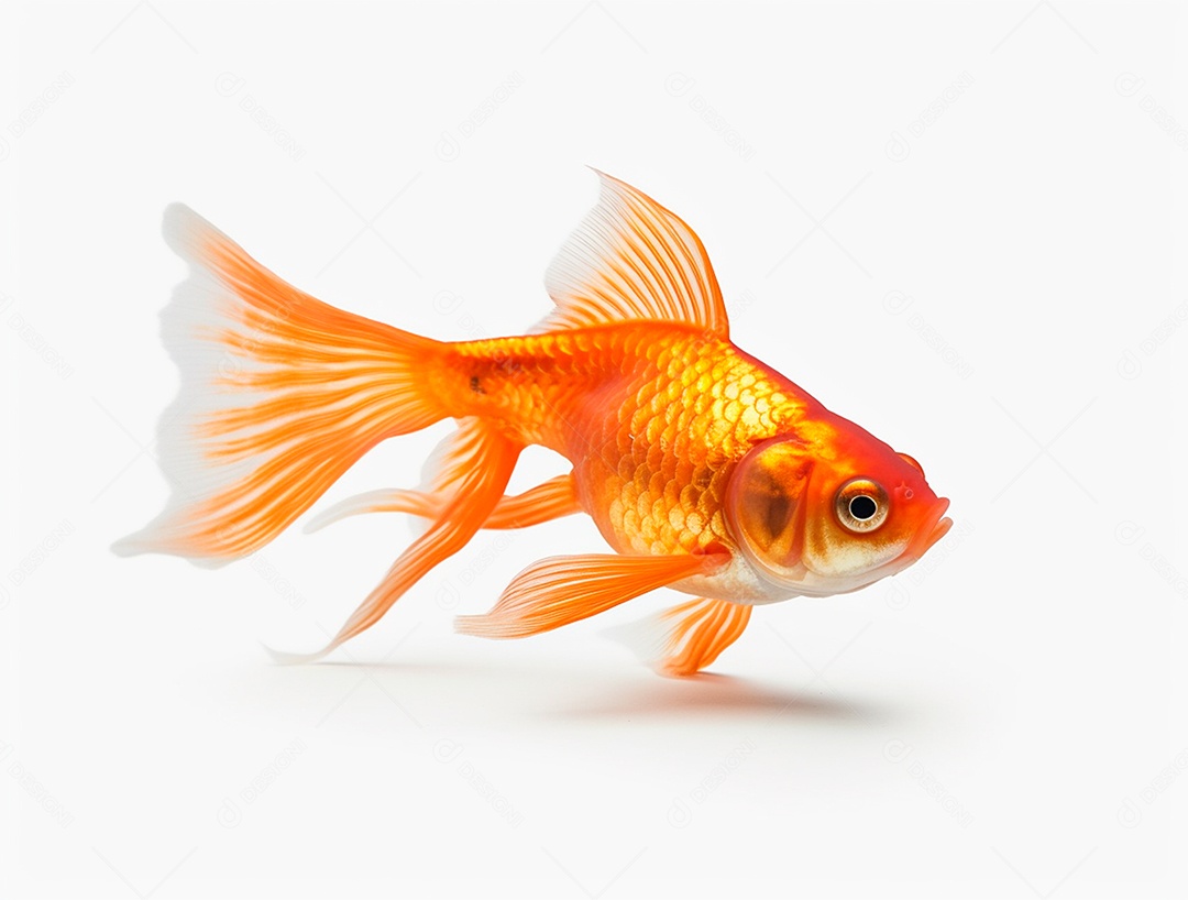 Peixe dourado em fundo branco