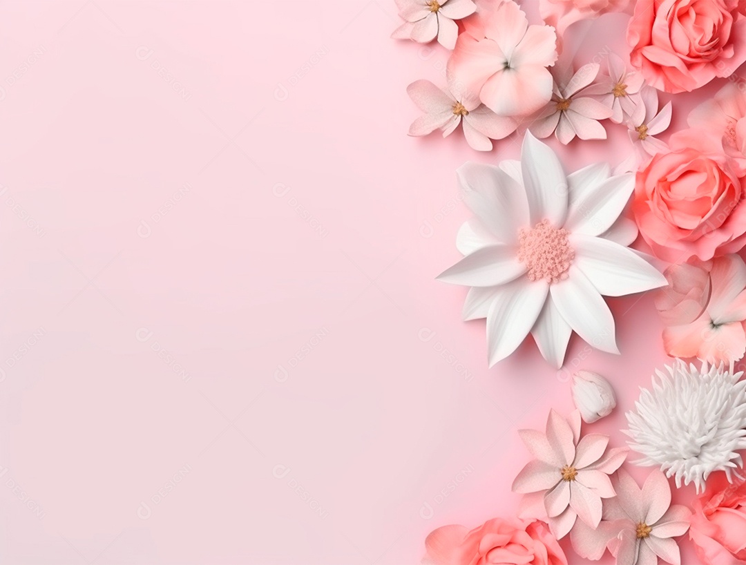 Flores sobre fundo isolado rosa.