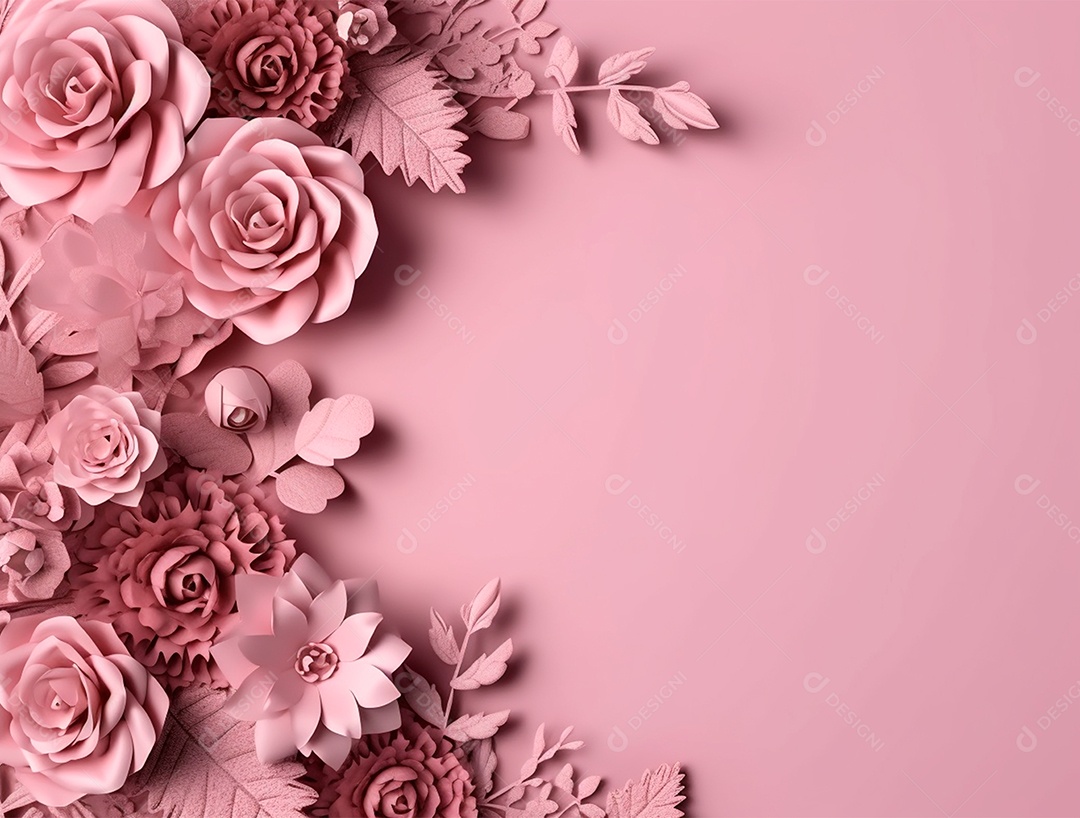 Flores rosas sobre fundo isolado.