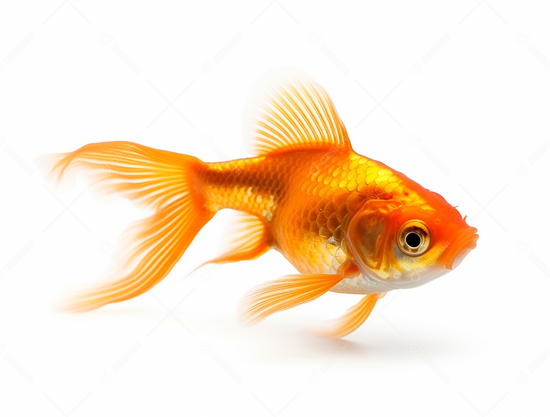 Peixe dourado em fundo branco