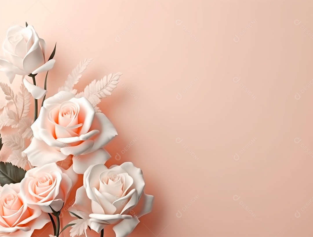 Buquê de rosas sobre fundo isolado creme.