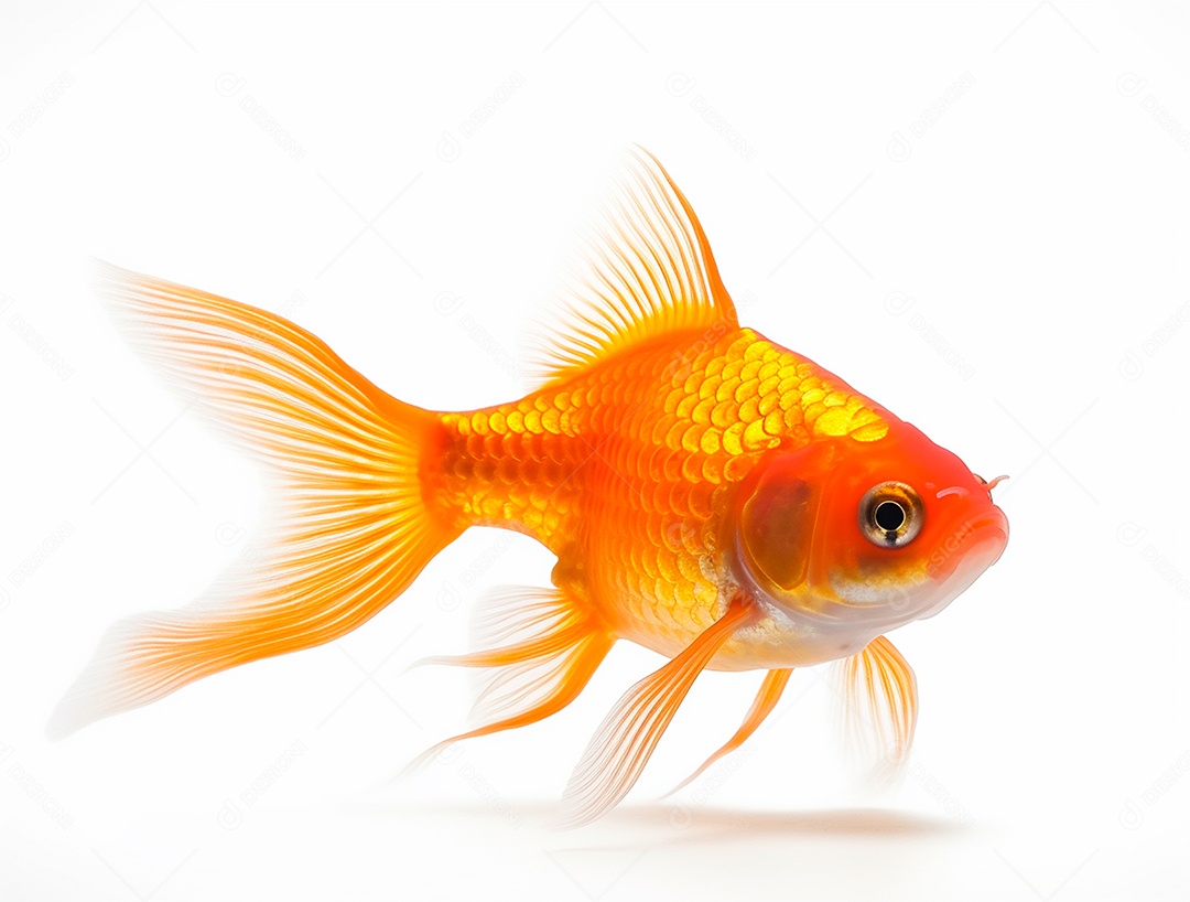 Peixe dourado em fundo branco