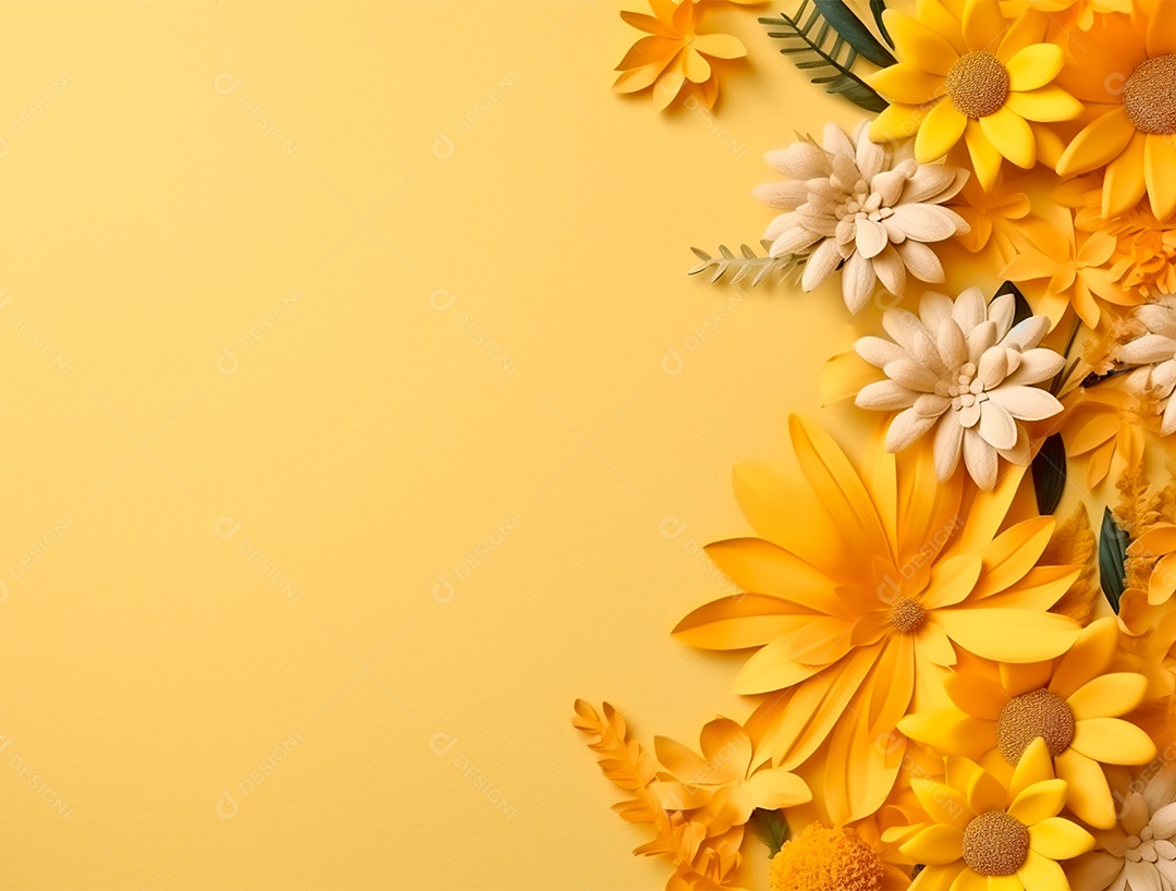 Flores amarela sobre fundo isolado.