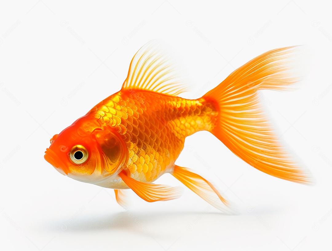 Peixe dourado em fundo branco