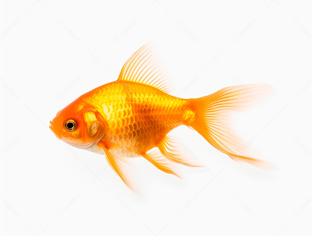 Peixe dourado em fundo branco
