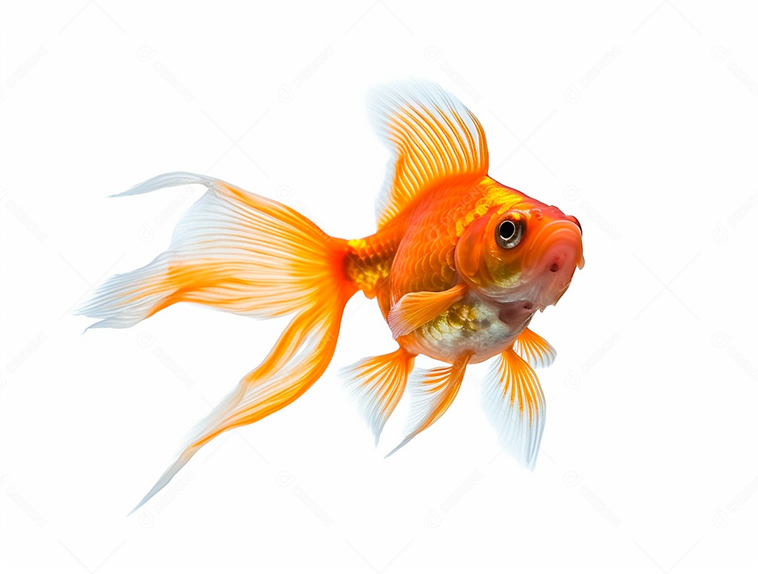 Peixe dourado em fundo branco