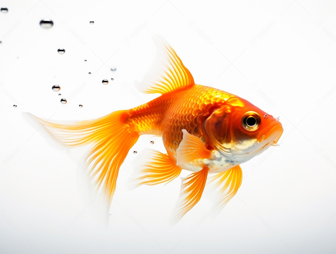 Peixe dourado em fundo branco
