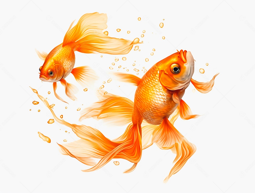 Peixe dourado em fundo branco