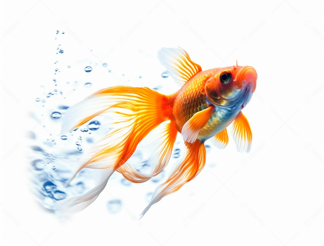 Peixe dourado em fundo branco