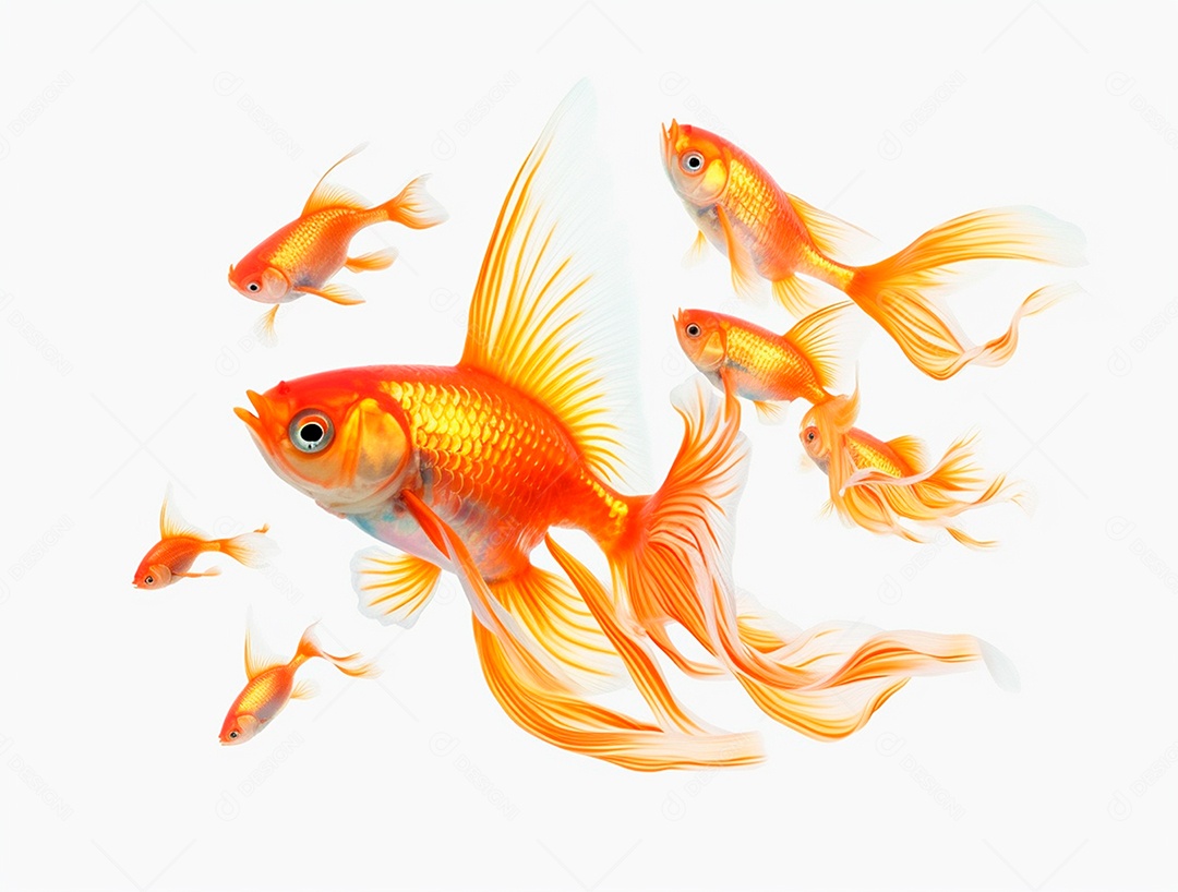 Peixe dourado em fundo branco