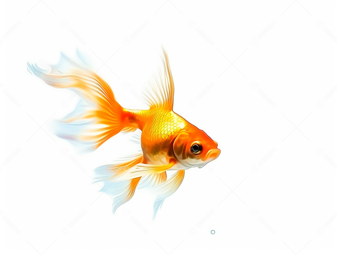 Peixe dourado em fundo branco